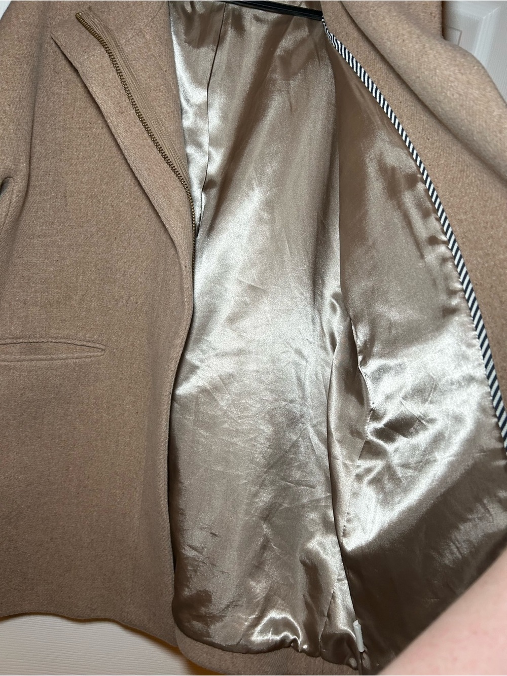JCrew Stadium Cloth by Nello Gori Taupe Wool-Blend Pea Coat - Picture 4 of 5